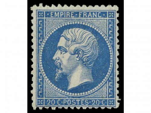 ** FRANCIA. Yv. 22. 1862. 20 céntimos azul, bien centrado y 
