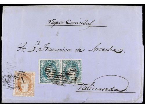 ✉ CUBA. Ant. 19 (2), 20. 1871. HABANA a VALMASEDA (España). 