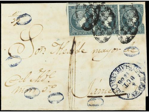 ✉ CUBA. Ant. 1 (3). 1856. HABANA a JARRIEO. Carta certifica