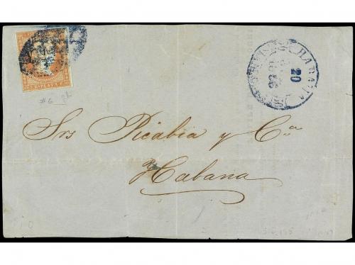 ✉ CUBA. Ed. 5A. 1856. FRONTAL. HABANA correo interior Y 1/4 