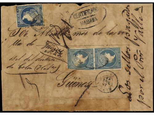 ✉ CUBA. Ant. 7 (2), 7a. 1863. HABANA a GUINES. Carta certif