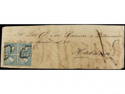 ✉ CUBA. Ant. 7F. (1864 ca.). FRONTAL de carta circulada a LA