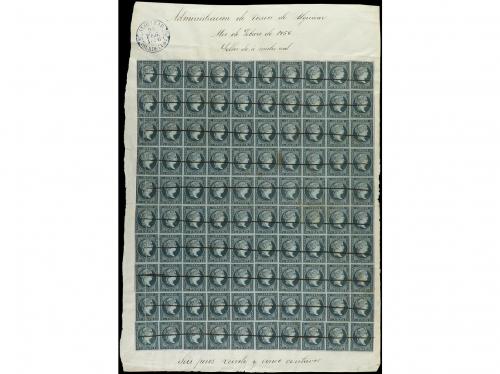 Δ CUBA. Ant. 1. 1856. HOJA DE DEVOLUCIÓN de sellos de 1/2 re
