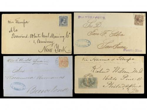 ✉ CUBA. 1890-99. Conjunto de 18 cartas con sellos de ALFONS