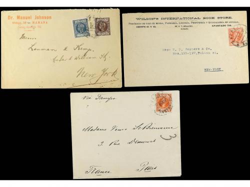 ✉ ESPAÑA. 1898. Conjunto de 5 cartas con diferentes franqueo