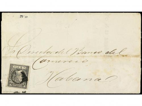 ✉ CUBA. Ed. 11. 1865. HABANA correo interior. 1/4 real negro