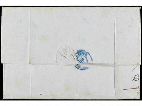 ✉ CUBA. Ant. 1, 2. 1855. HABANA a BARCELONA. 1/2 real azul y
