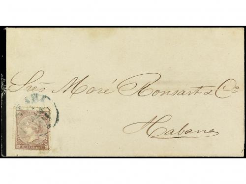 ✉ CUBA. Ed. 22. 1868. HABANA correo interior. 5 cents. lila,