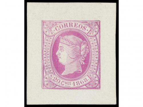 CUBA. 1868. PRUEBA DE PUNZÓN. 20 cts. lila para la emisión d