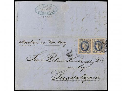 ✉ CUBA. Ant. 11 (2). 1865. NEW YORK a GUADALAJARA (México). 