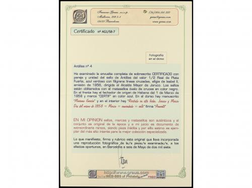 ✉ CUBA. Ant. 4 (3). 1858. HABANA a JARUCO. Carta certificad