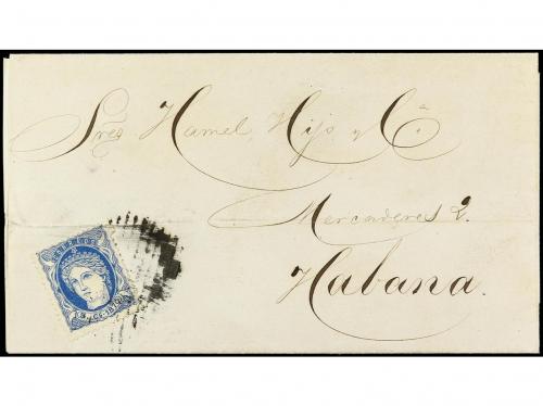 ✉ CUBA. Ed. 24. 1870. HABANA correo interior. 5 cts. azul, m