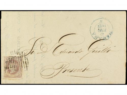 ✉ CUBA. Ed. 18. 1867. HABANA correo interior. 5 cent. lila. 