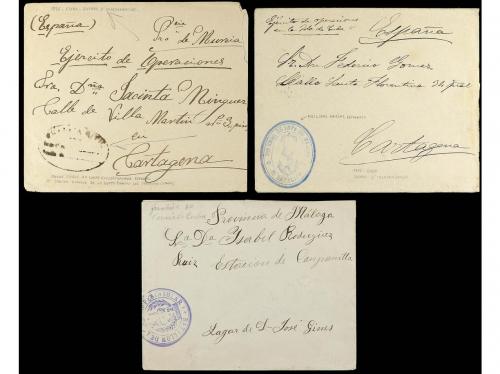 ✉ CUBA. 1896-97. Tres cartas con marcas militares españolas 
