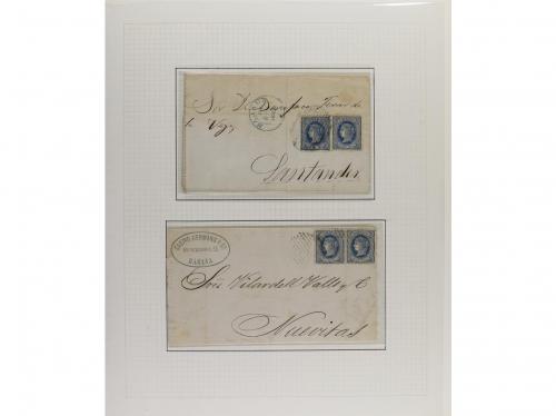 CUBA. EMISIÓN DE 1867. Conjunto de sellos bloques y cartas e