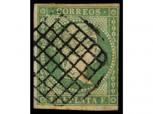 ° CUBA. Ant. 8. 1862. 1 real verde, mat. PARRILLA DE VERACRU