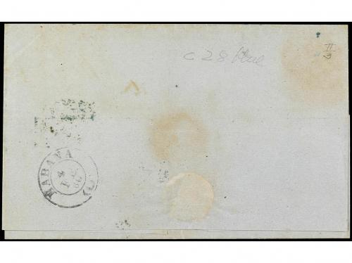 ✉ CUBA. Ant. 7. 1860. BAINOA a HABANA. 1/2 real azul, mat. p