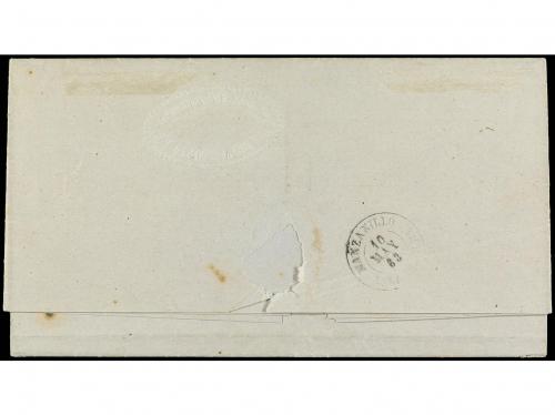 ✉ CUBA. Ant. 7. 1863. CAUTO a MANZANILLA. 1/2 real azul mat.