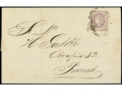 ✉ CUBA. Ed. 18. 1867. HABANA correo interior. 5 cts. lila, m