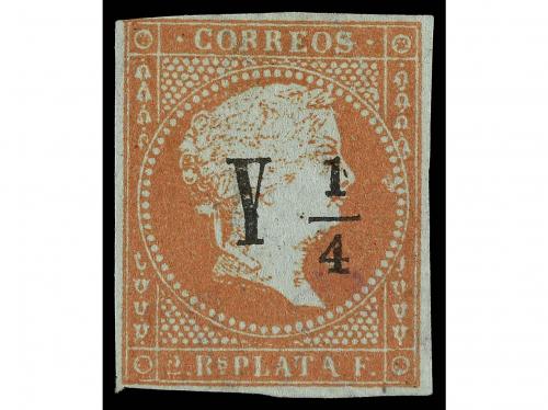 (*) CUBA. Ed. 5. Y 1/4 s. 2 reales rojo naranja, tipo I. Mar