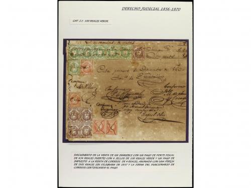 CUBA. 1855-60. Cuatro documentos con sellos FISCALES y sello