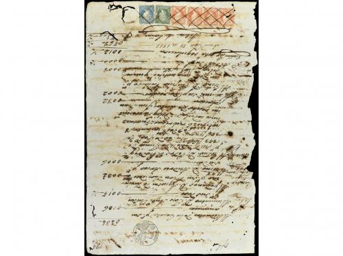 CUBA. 1855-60. Cuatro documentos con sellos FISCALES y sello