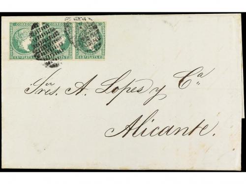 ✉ CUBA. Ant. 8 (3). 1864. HABANA a ALICANTE. 1 real verde, t