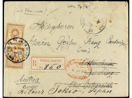 ✉ JAPON. 1893. TOKIO a AUSTRIA. 10 sen. naranja (2) carta ce