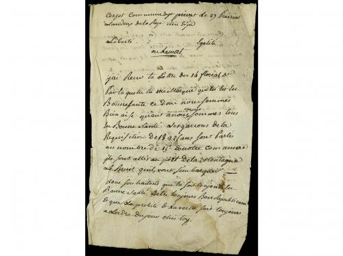 ✉ FRANCIA. 1795. Carta completa con texto, marcas al dorso D