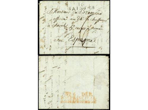 ✉ ESPAÑA. 1809. SAINTES (Francia) carta dirigida a un oficia