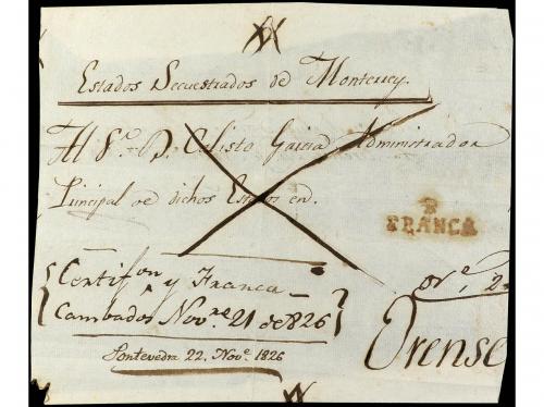 ✉ ESPAÑA. 1826 (21 Noviembre). FRENTE de carta CERTIFICADA d