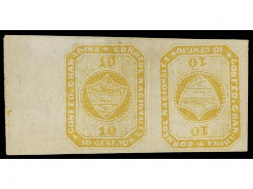 (*) COLOMBIA. Sc. 11a. 1860. 10 ctvos. amarillo. Pareja TETE