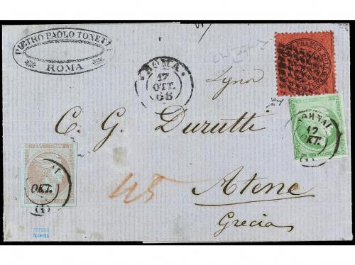 ✉ ITALIA ANTIGUOS ESTADOS: ESTADOS PONTIFICIOS. Sa. 27. 1868