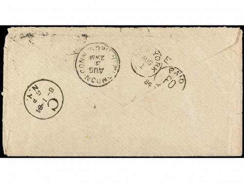 ✉ ITALIA. Sa. 40. 1884. Sobre circulado a NEW YORK con sello