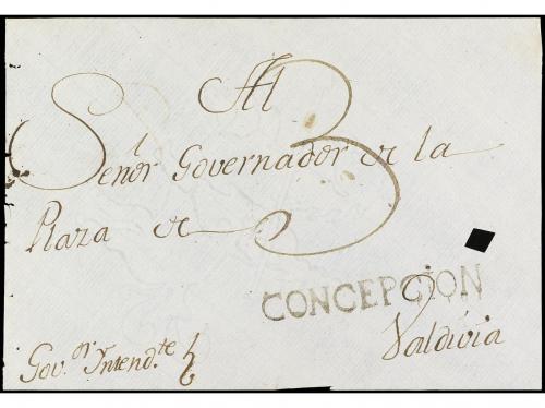 ✉ CHILE. (1800 CA.). FRONTAL circulado de CONCEPCIÓN a VALDI