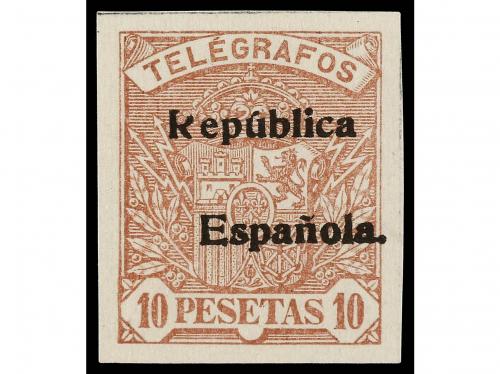 * ESPAÑA: TELEGRAFOS. Ed. 67As. 10 pts. castaño SIN DENTAR. 