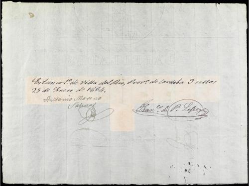 ESPAÑA. Ed. 58. 1864. 4 cuartos castaño. Documento de canje 
