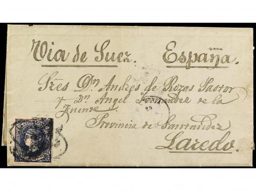 ✉ FILIPINAS. Ed. 19. 1868. ILO ILO a LAREDO (España). 12 4/8