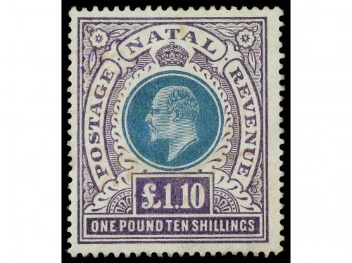 * NATAL. Yv. 73. 1902. 1,10 £ violeta y verde. Buen ejemplar