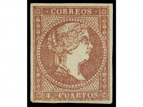 (*) ESPAÑA. Ed. 44 var. 1855. 4 cuartos, VARIEDAD DE COLOR V