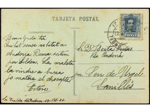 ✉ ANDORRA. Ed. 315. 1927. TARJETA Postal fechada en Les Esca