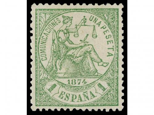 (*) ESPAÑA. Ed. 150. 1 peseta verde. Centrado perfecto. LUJO