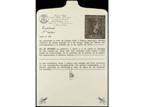 * ESPAÑA. Ed. 169. 1 peseta gris negro. Color fresco y centr