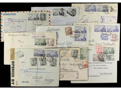 ✉ ESPAÑA. 1939-47. LA CIERVA. Conjunto de 44 cartas con dive