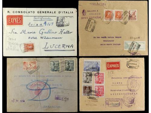 ✉ ESPAÑA. 1938-50. CORREO URGENTE. Conjunto de 8 cartas cert