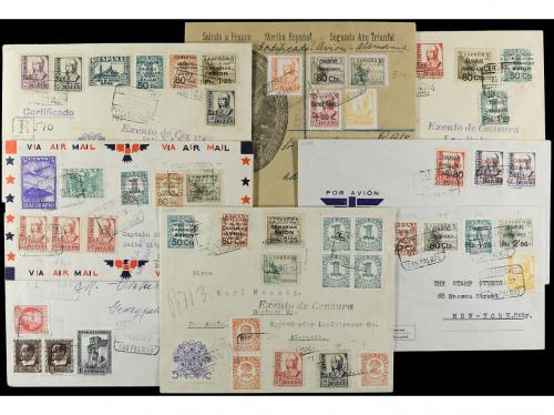 ✉ ESPAÑA: CANARIAS. 1937-38. Conjunto de 18 cartas certifica