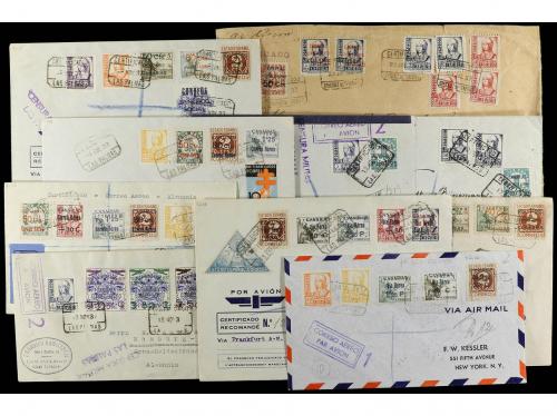 ✉ ESPAÑA: CANARIAS. 1937-38. Conjunto de 18 cartas certifica