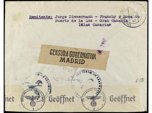 ✉ ESPAÑA. Ed. 934. 1941. LAS PALMAS a ALEMANIA. Carta certif