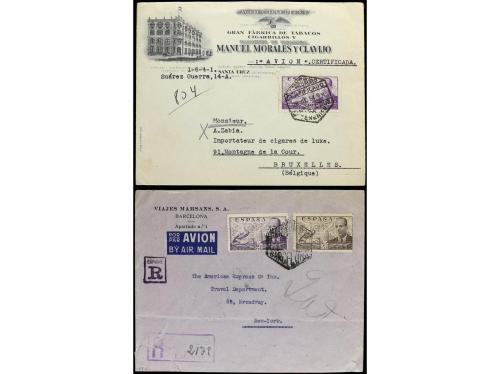✉ ESPAÑA. Ed. 947. 1949-54. Dos cartas circuladas con el sel