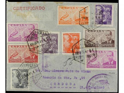 ✉ ESPAÑA. Ed. 877, 871, 880/83, 922, 930. 1941. MADRID a ARG